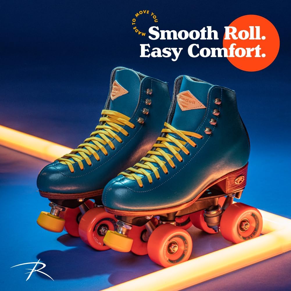 Riedell Crew Roller Skates for Women and Men - Colorful Outdoor Roller Skates with Moisture-Wicking Lining, Padding, and a High-Top Precision Fit