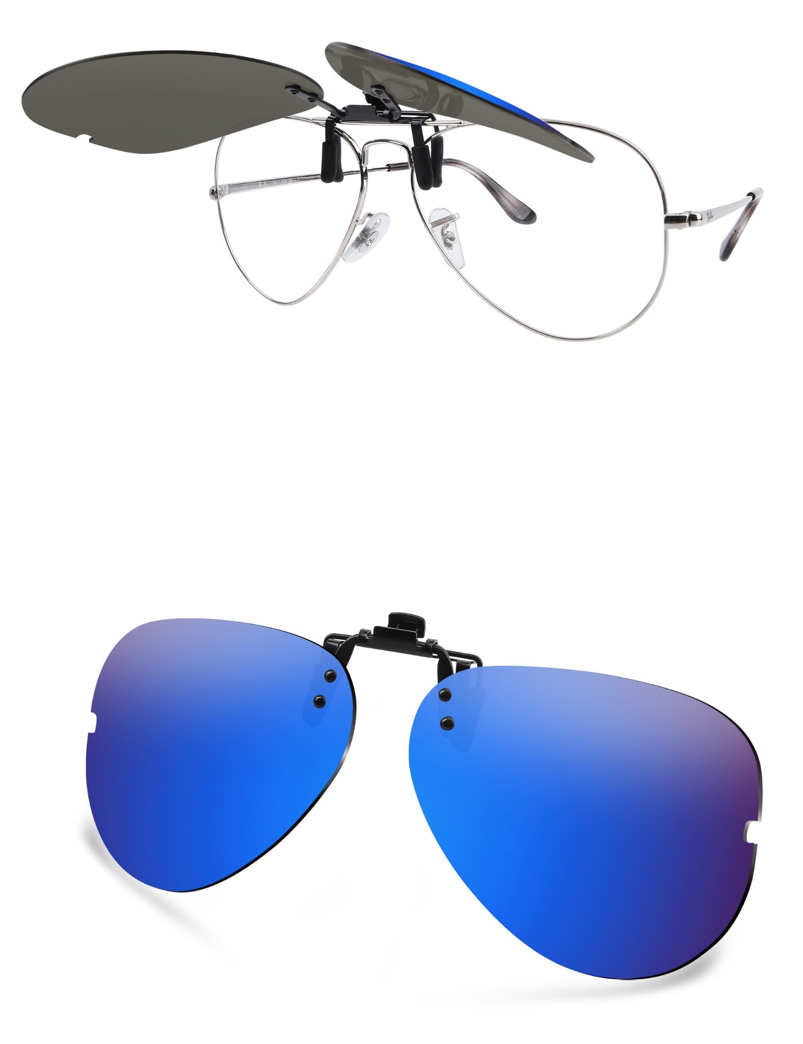 Occhiali da sole polarizzati clip-on Flip Up per Ray-Ban RB6489 | RX6489 58 mm, protezione UV e vestibilità sicura
