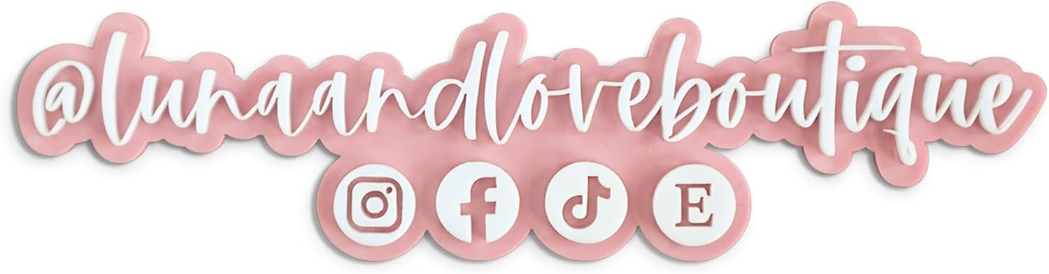 The Cotton and Canvas Co. Acrylic Social Media Sign, Hashtag, Username, Photo Prop, Follow Us, Let's Connect, Laser Cut, 3D, Custom Business Logo, Watermark, Two Row