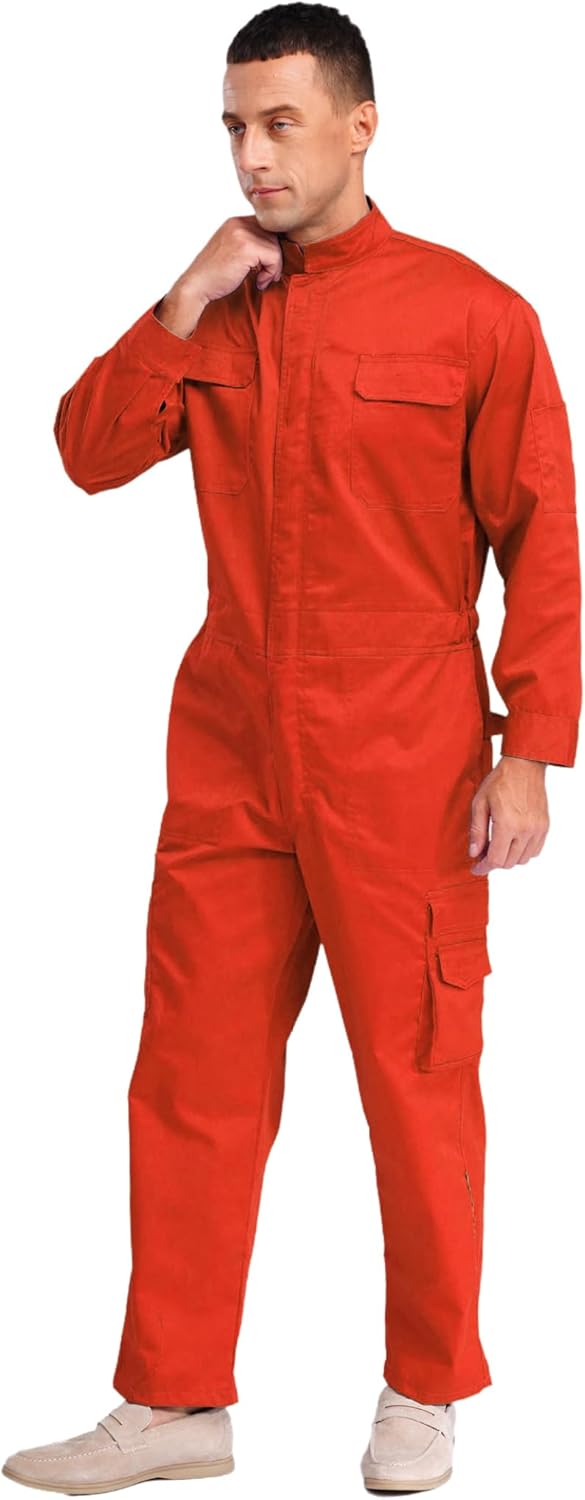 Linjinx Work Overalls for Men Mechanics Jumpsuit Workwear Long Sleeve Uniform Coveralls with Pockets