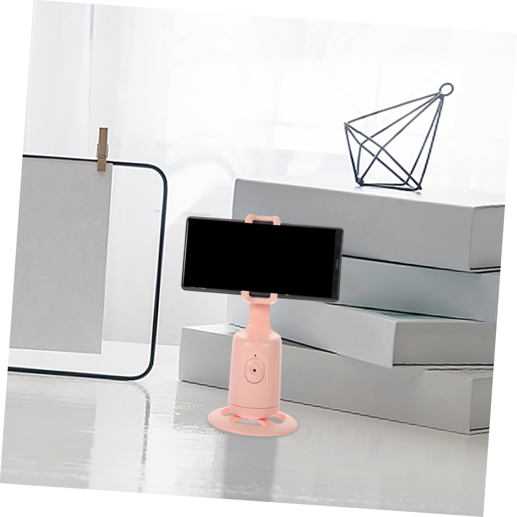 1pezzi Smartphone Stand Riconoscimento Facciale Rotante Per Live Streaming Telefonico e Innovativo Rosa