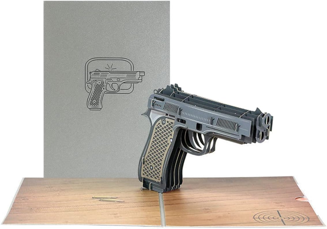Sharpshooter Gun Pop Up Cards, 3D Handmade Greeting Card with Envelope for Birthday Anniversary Men Boy Classmates Father Husband Son Kids Friend - Image 2