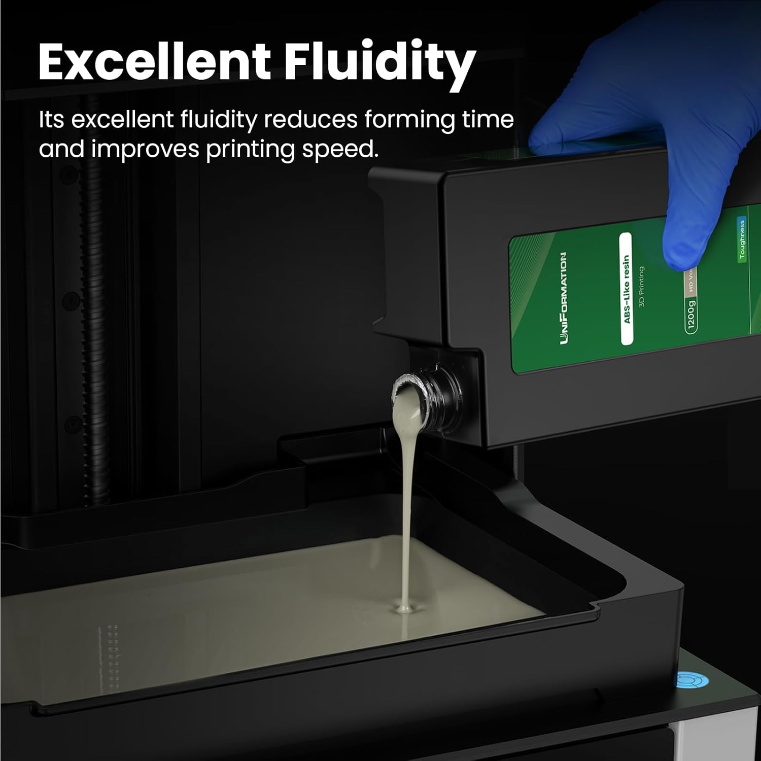 Boxed HD ABS-Like Resin Hard Tough 3D Printer Resin Photopolymer UV Curing 3D Resin Liquid with High Precision Suit for GK3 Ultra SLA/LCD/DLP Printing Functional Mechanical Print HD Vanilla 1.2KG