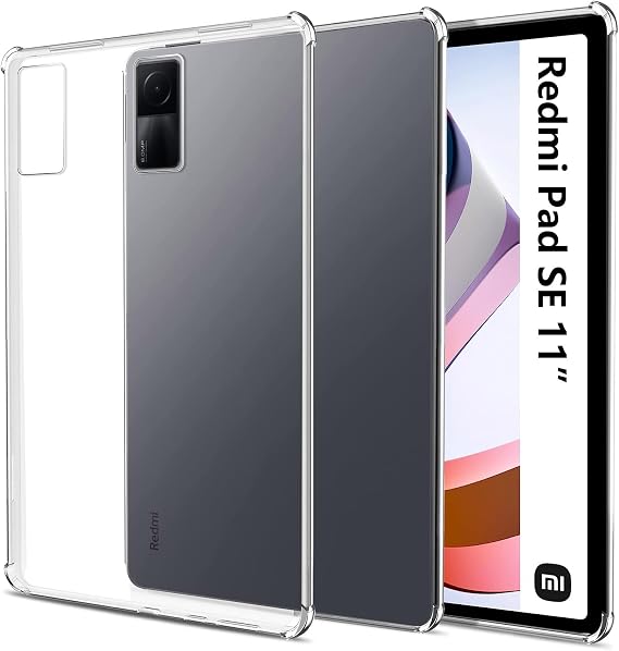 easyBee Case Compatible with Xiaomi Redmi Pad SE 11 inch, Ultra Thin Silicone Shockproof Back Shell HD Transparent TPU Protective Cover - Clear Transparent