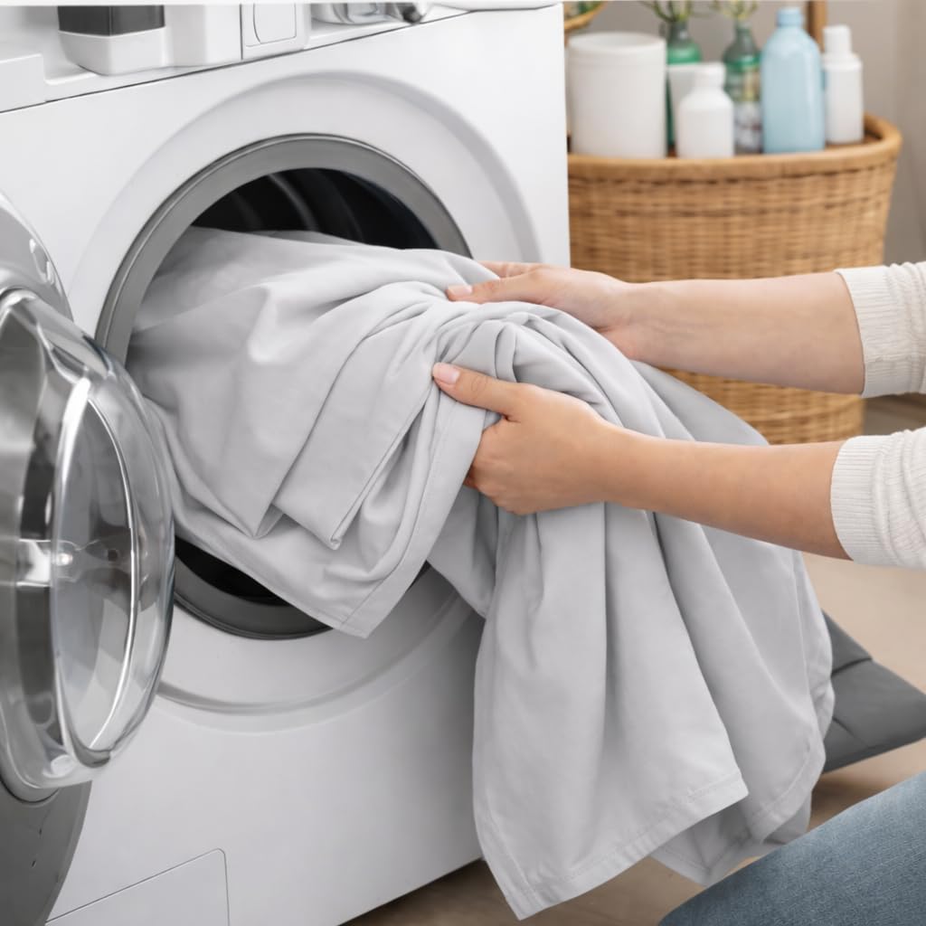 Mattress-Homes 6 Piece California King Sheet Set with 4 Pillowcases, 100% Cotton Sheets, Cooling Sateen Weave, Luxury Deep Pocket Bedsheets Set, Light Grey Solid