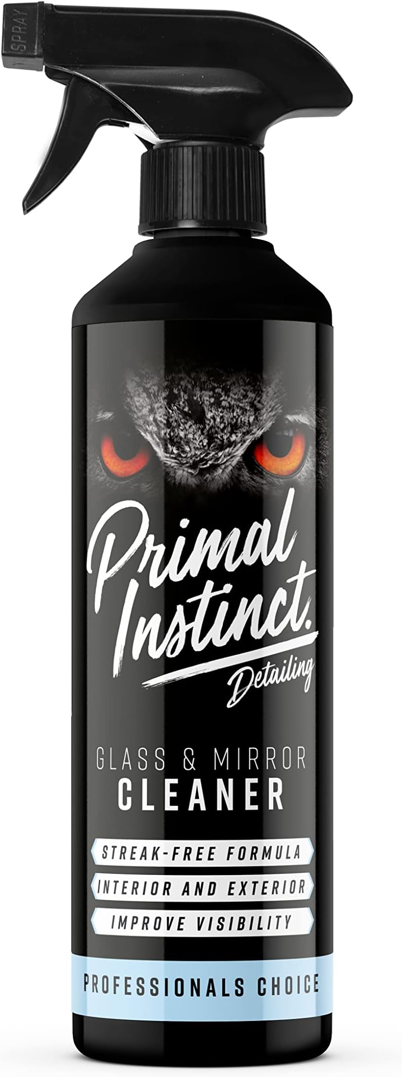 Primal Instinct - Car Glass & Mirror Cleaning Spray | Anti-Glare, Streak Free Windscreen Cleaner - 500ml