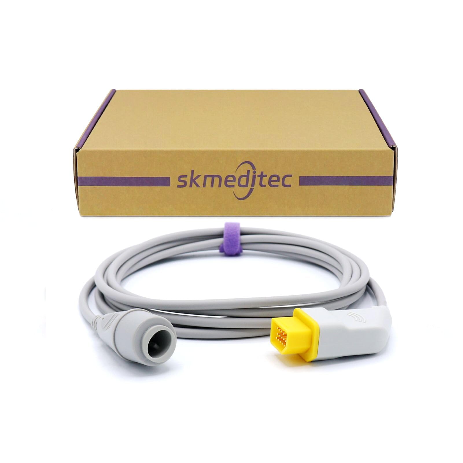 10.5FT IBP Adapter Cable with Chip Compatible with Nihon Kohden, Reusable Cord with 14 Pins Connector and Edwards Connector