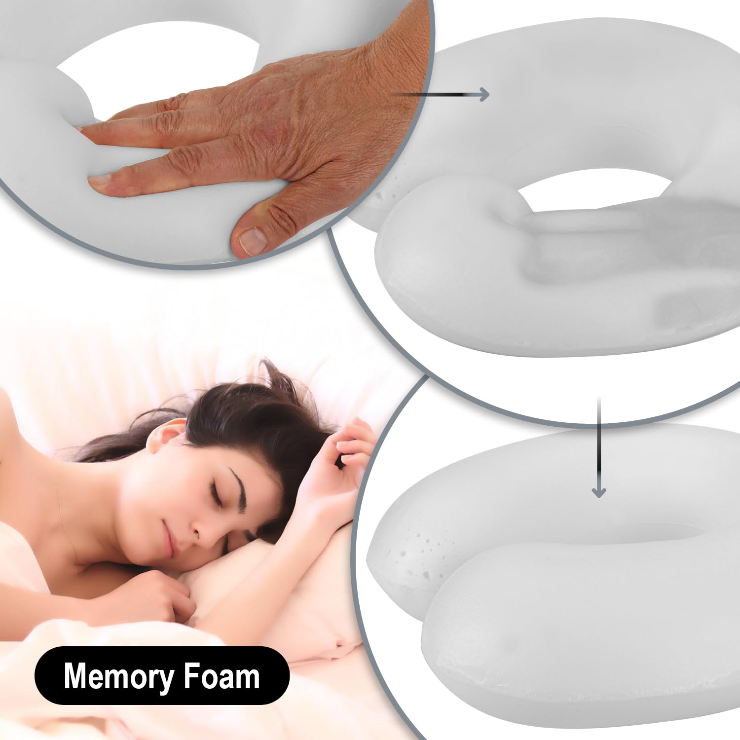 com-four® 2 cuscini per il collo di alta qualità, con memory foam, cuscino cervicale per adulti, morbidi cuscini da viaggio per aerei, auto, treno, nave e autobus, aiuto per addormentarsi