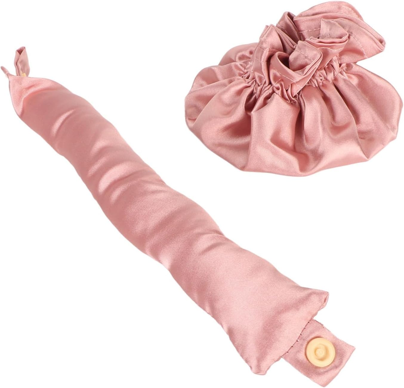 Heatless Bun Styling Kit,Hair Curler, Portable Soft Satin Heatless Curler for Long Hair for Long Hair for Sleeping (Dusty Pink)
