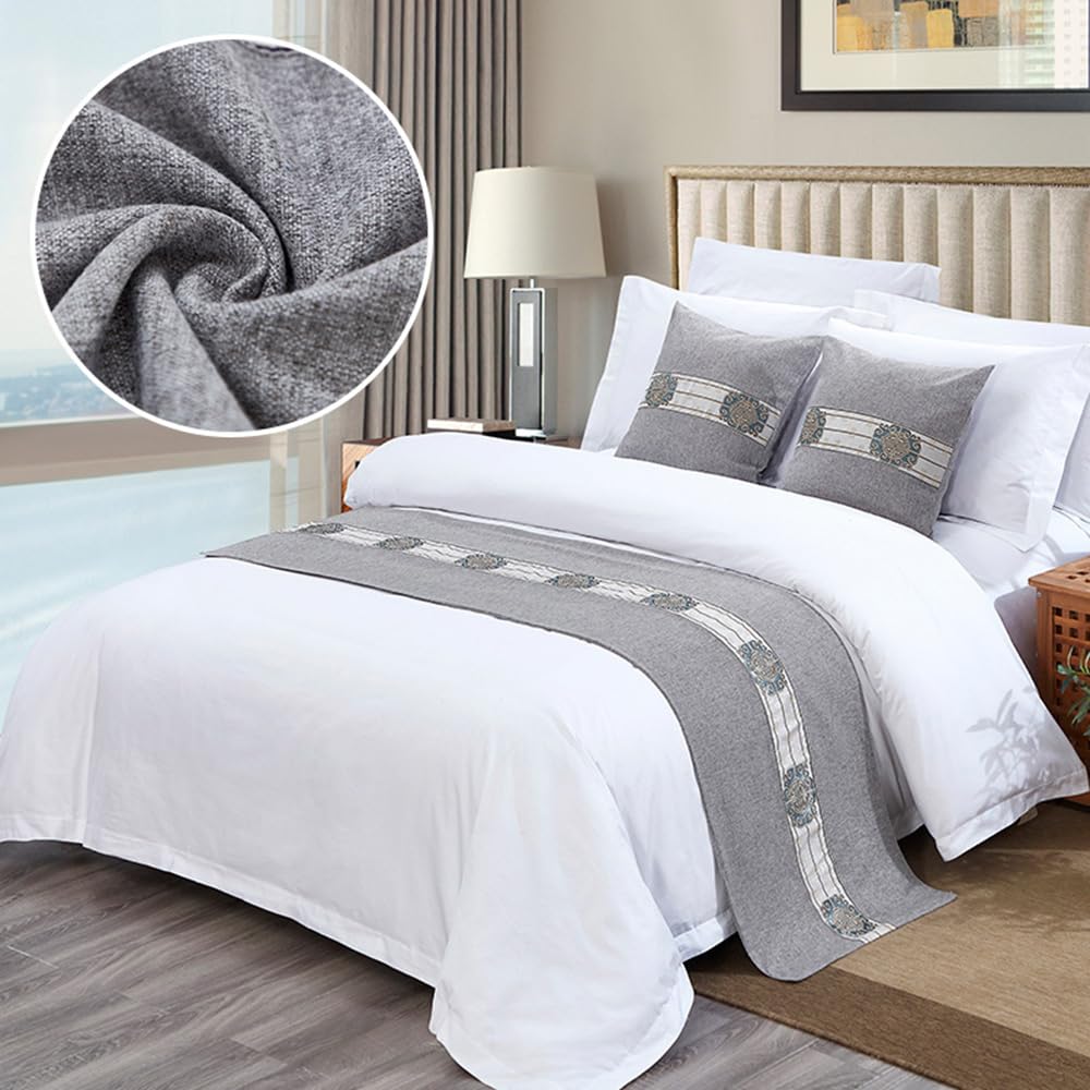QRGMKL New Bed Runner Bedspread Premium Bed Scarf European Style Hotel Bedroom Home Bedding Protector Bed Runners and Matching Cushions-D||2 Pillowcases(50X50cm)