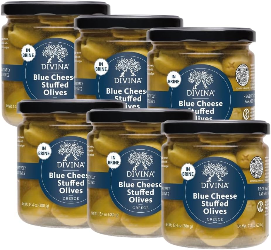 Divina Blue-Cheese-Stuffed Green Olives, 7.8 oz (6-Pack)