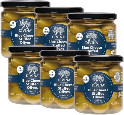 Divina Aceitunas rellenas de queso azul, 7.8 onzas (paquete de 6)