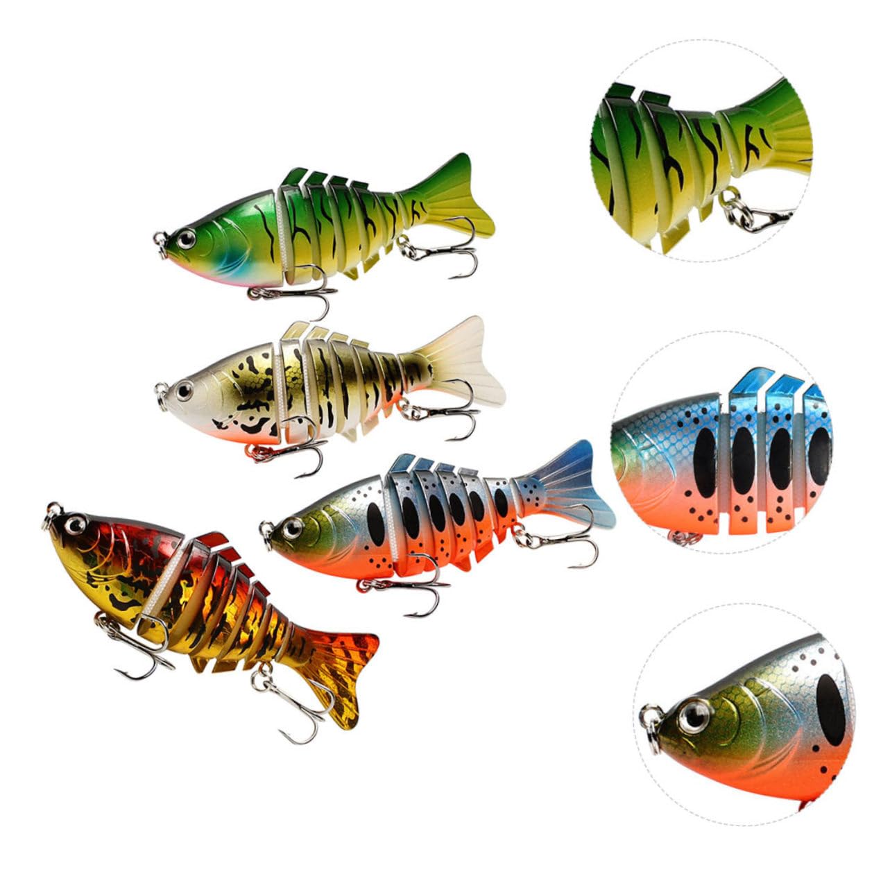 WOONEKY 4 Piezas Señuelos de Pesca Realistas Segmentos Accesorios Pesca Spinning Duraderos para y Agua