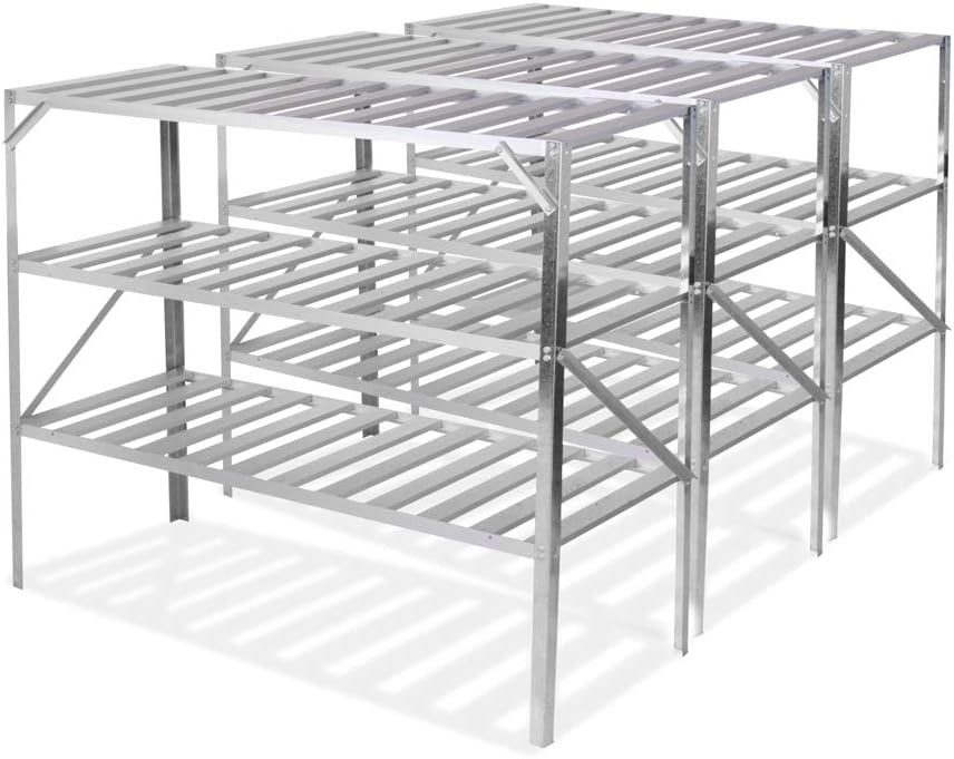 Lacewing 4' 1" Traditional 3 Tier Greenhouse Staging Silver Amazon