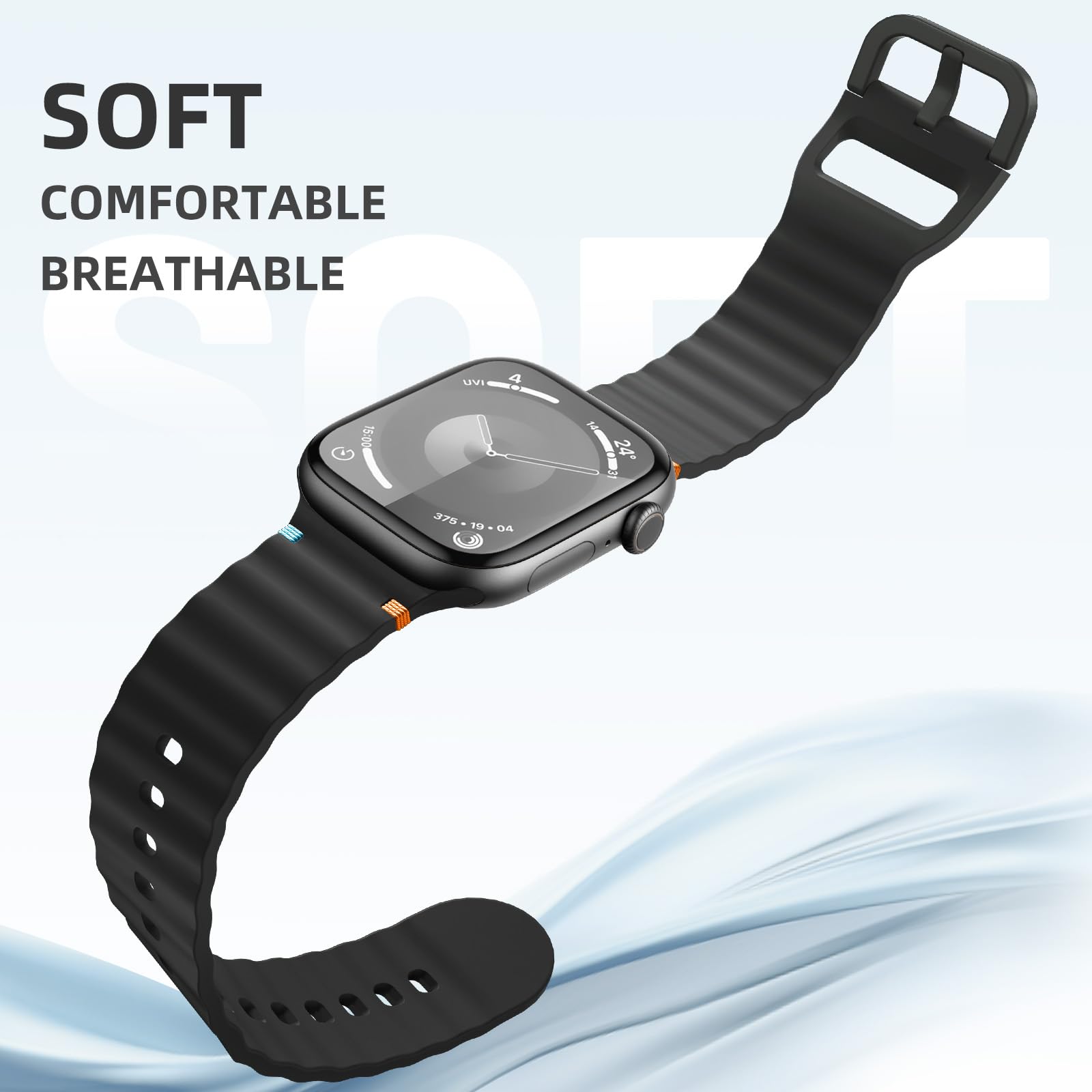 Netolo Sportowy pasek kompatybilny z Apple Watch 10, 46 mm, 44 mm, 45 mm, 49 mm, 42 mm, miękki silikon, zapasowy pasek kompatybilny z iWatch SE Series 10, 9, 8, 7, 6, 5, 4, 3, 2, 1, Ultra, dla