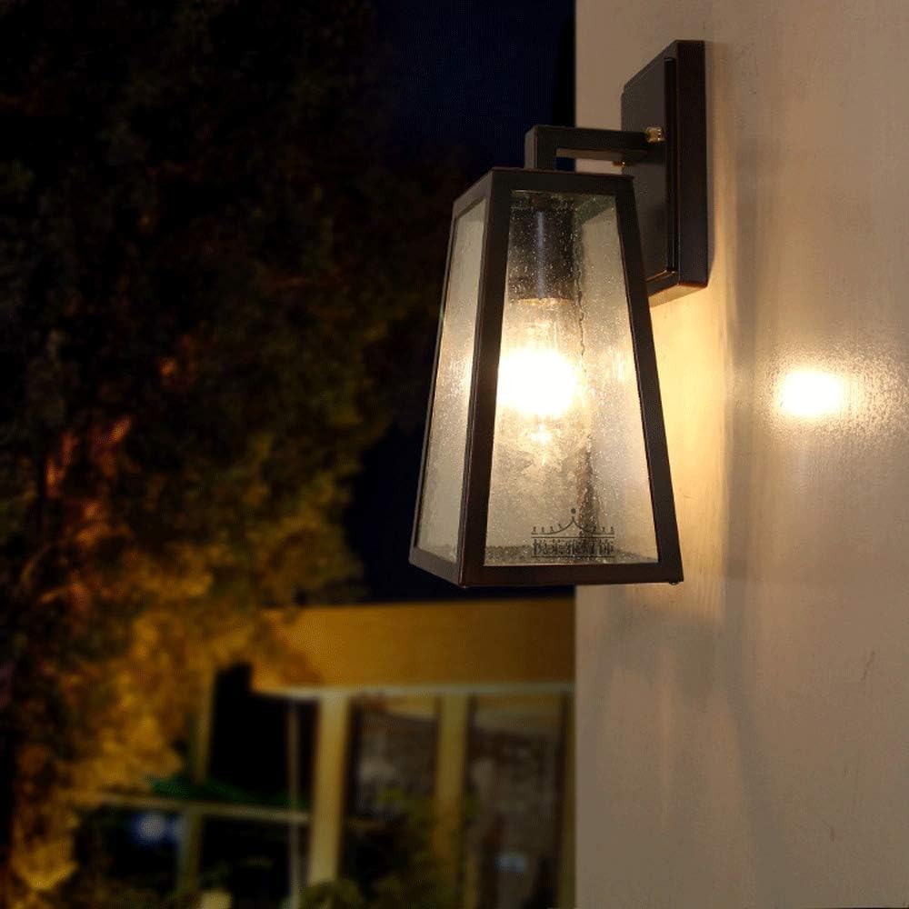 Semplice Applique da Parete AC per Esterni Impermeabile, Rettangolare, Ideale per caffè, balconi, corridoi, con Attacco a Parete e Vetro ad Acqua (E27).