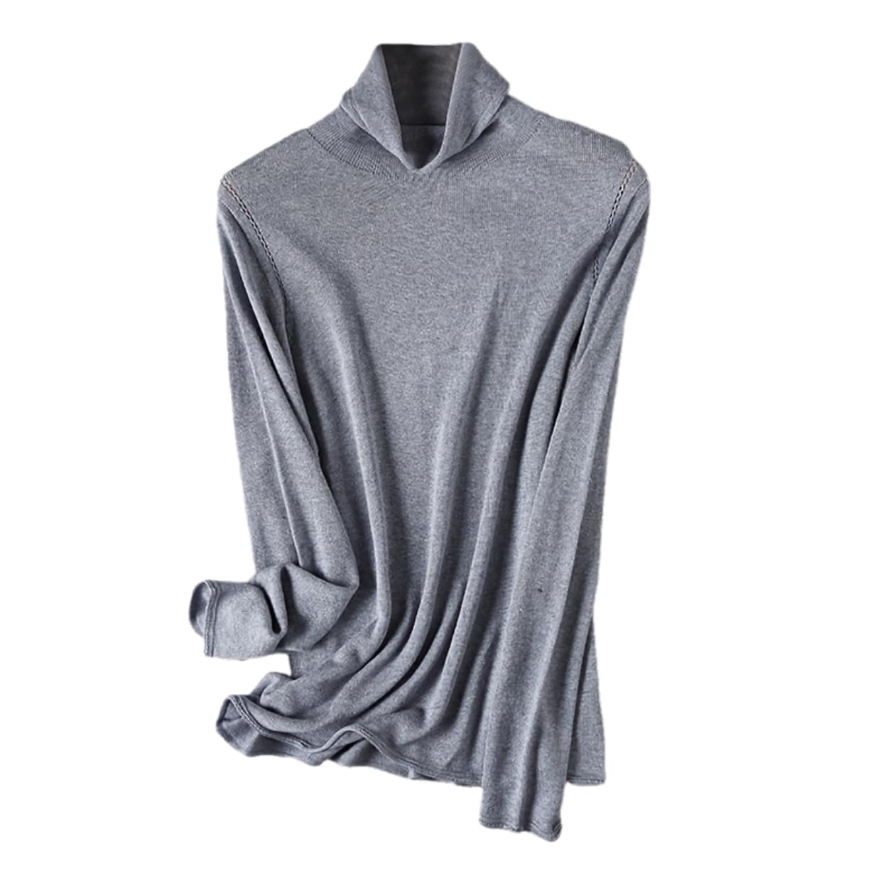 Womens Silk Cashmere Sweater Knit Mock Turtleneck Top Long Sleeve Warm Pullover Casual Base Layer Shirts