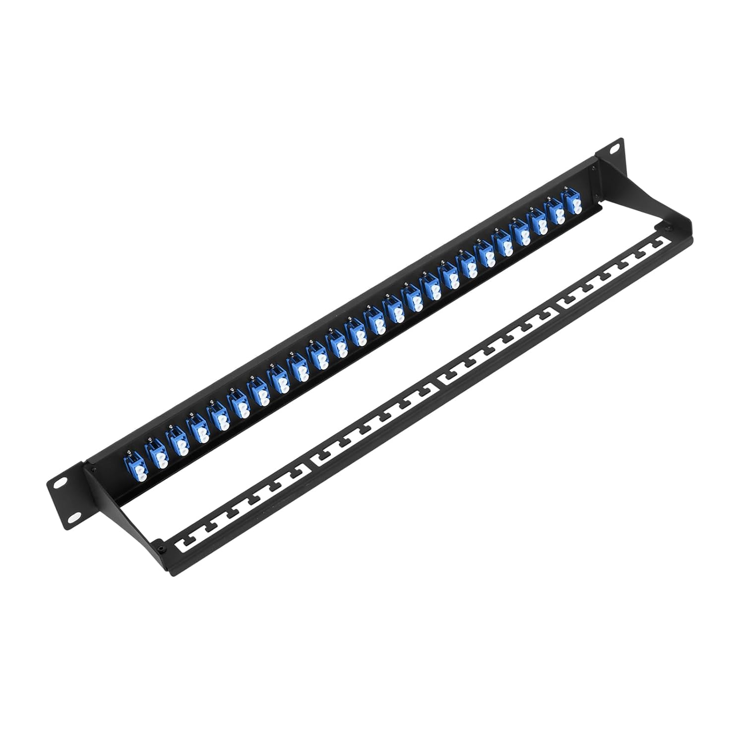 1U Fiber Patch Panel with 48 LC OS2 Single Mode Fiber Optic Couplers Singlemode Connectors, 1pack