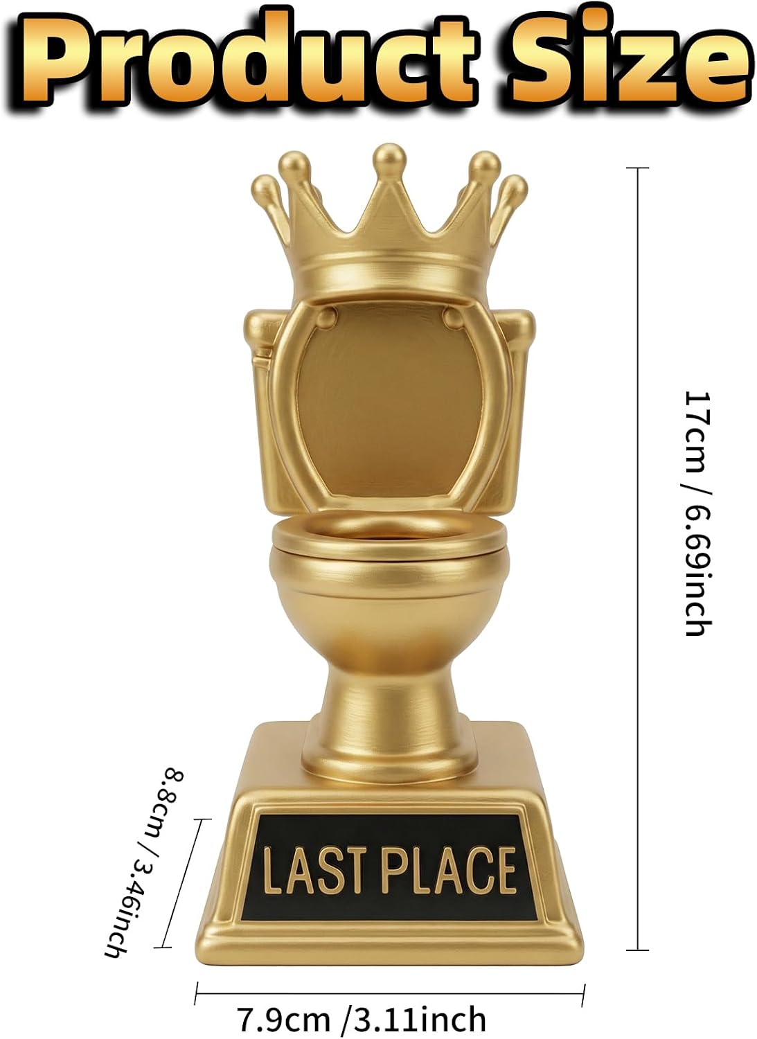Freetoes Gold Toilet Trophy 6 Inch,Fantasy Football Loser Trophy,Funny Last Place Awards and Trophies,Family Game Night Trophies