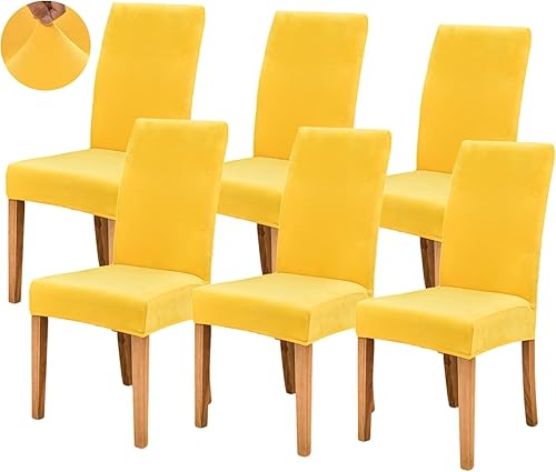 Miniatura 1 de Juego de 6 fundas de terciopelo suave para sillas de comedor, fundas elásticas para sillas de comedor, fundas protectoras para sillas Parsons