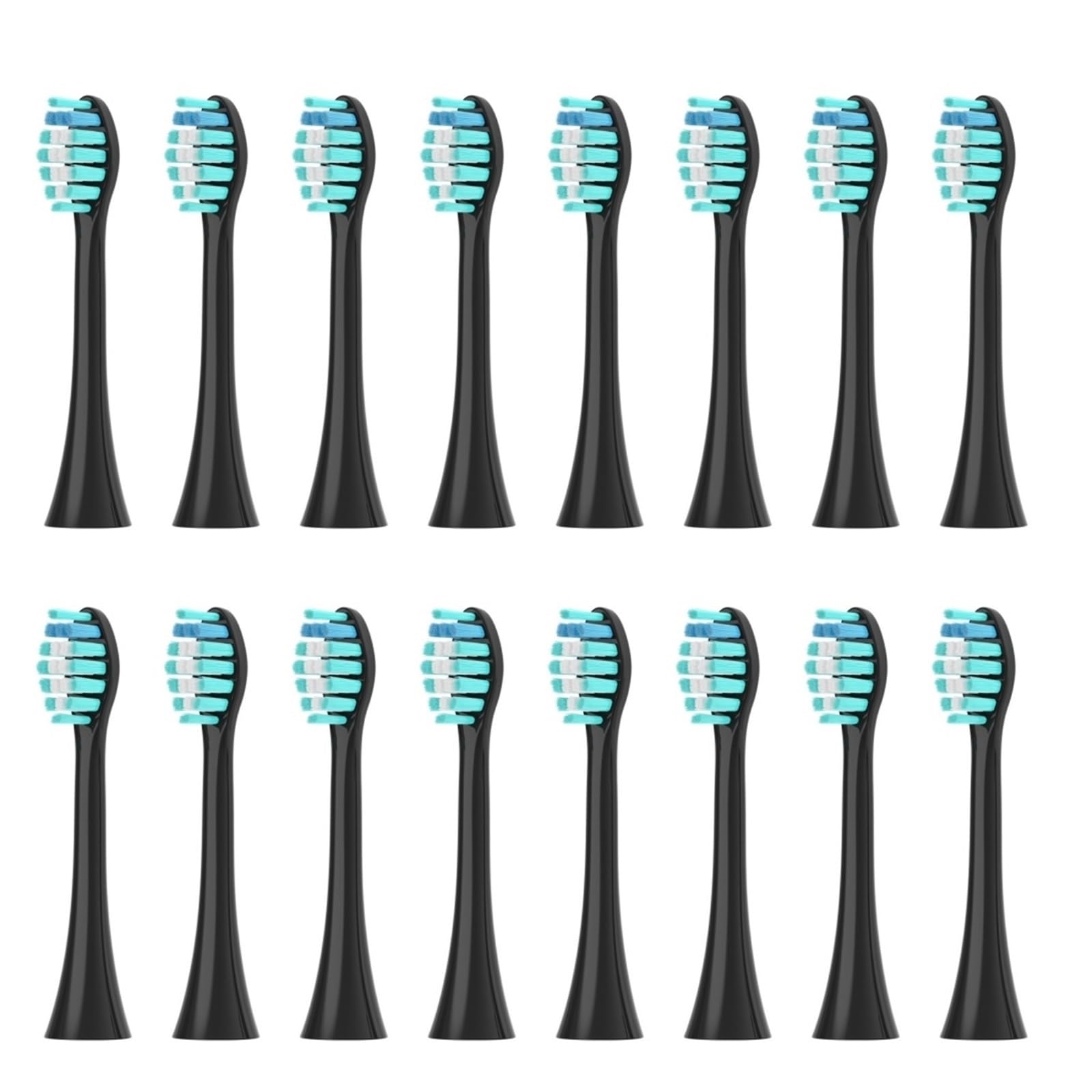 Ersatzbürstenköpfe, kompatibel mit Sonicool, 051B | Kunststoff Zahnbürstenköpfe für elektrische Zahnbürsten(16PCS BLACK)