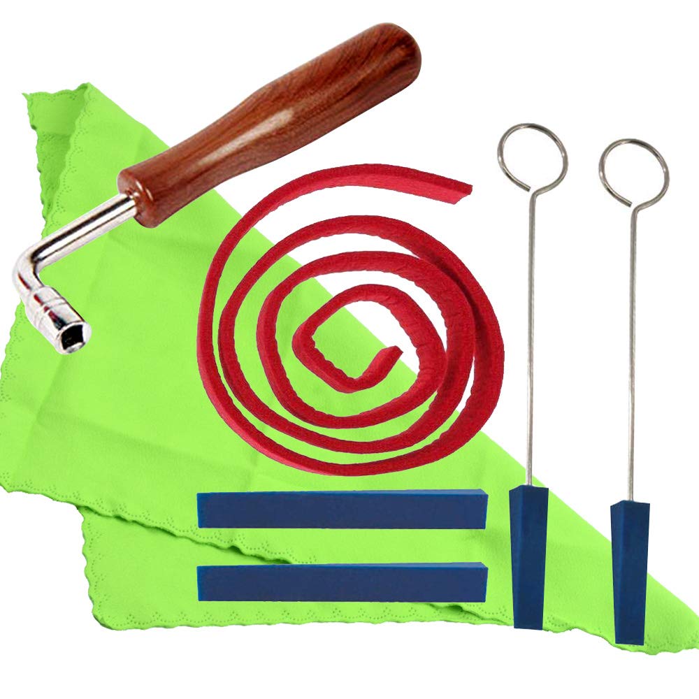 6pcs Professional Piano Tuning Tuner Tool Kit，Include 1 x Tuning Hammer, 1 x Temperament Strip, 2 x Mutes Handles, 2 x Long Rubber Mutes