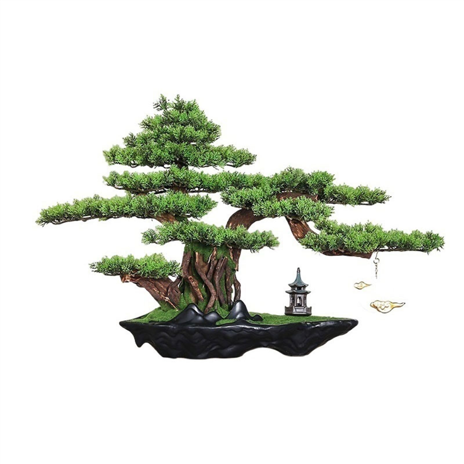 MYUYEE Artificial Bonsai Tree Hotel Living Room Desktop Ornaments Simulation Tree Bonsai Modeling High-End Luxury Fake Greenery Landscaping Artificial Tree