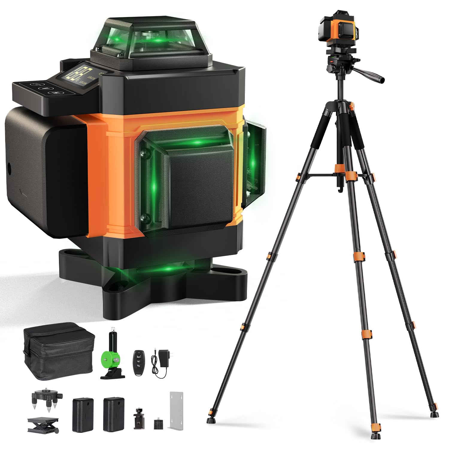 Lusweimi Laser Level with 72'' Tripod, 16-Line 4x360° Self Leveling Green Laser Level with Remote, 2 Batteries and Carry Bag for Construction, Floor Tiling and Home Renovation-image-23