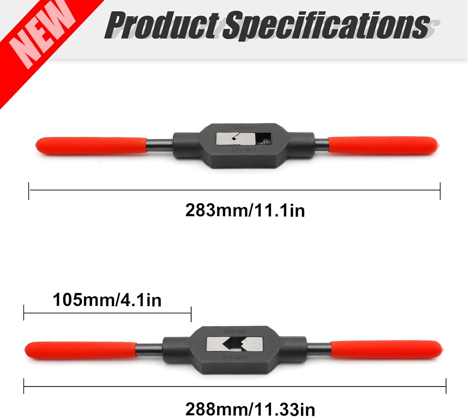 1/4"-3/4" M5-M20 Adjustable Tap Wrench Handle Thread Tap Holder Reamer Hand Tapping Tool for Machinist Repair with Plastic Dipped Handle