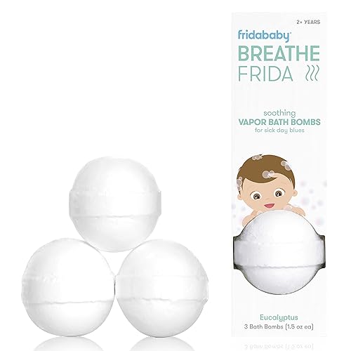 Bombas de baño de vapor natural para la comodidad en día de enfermedad, bombas de baño de vapor de BreatheFrida por Fridababy, 3 bombas de baño de