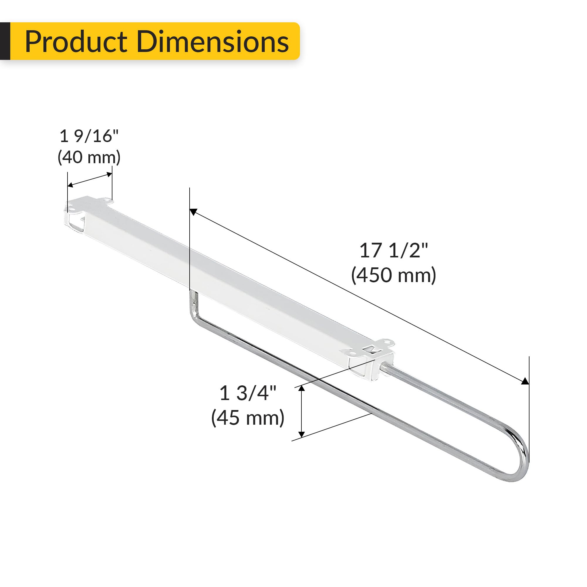Brixwell QIH0-001 Retractable Wardrobe Rail, Steel Runner 17 1/2