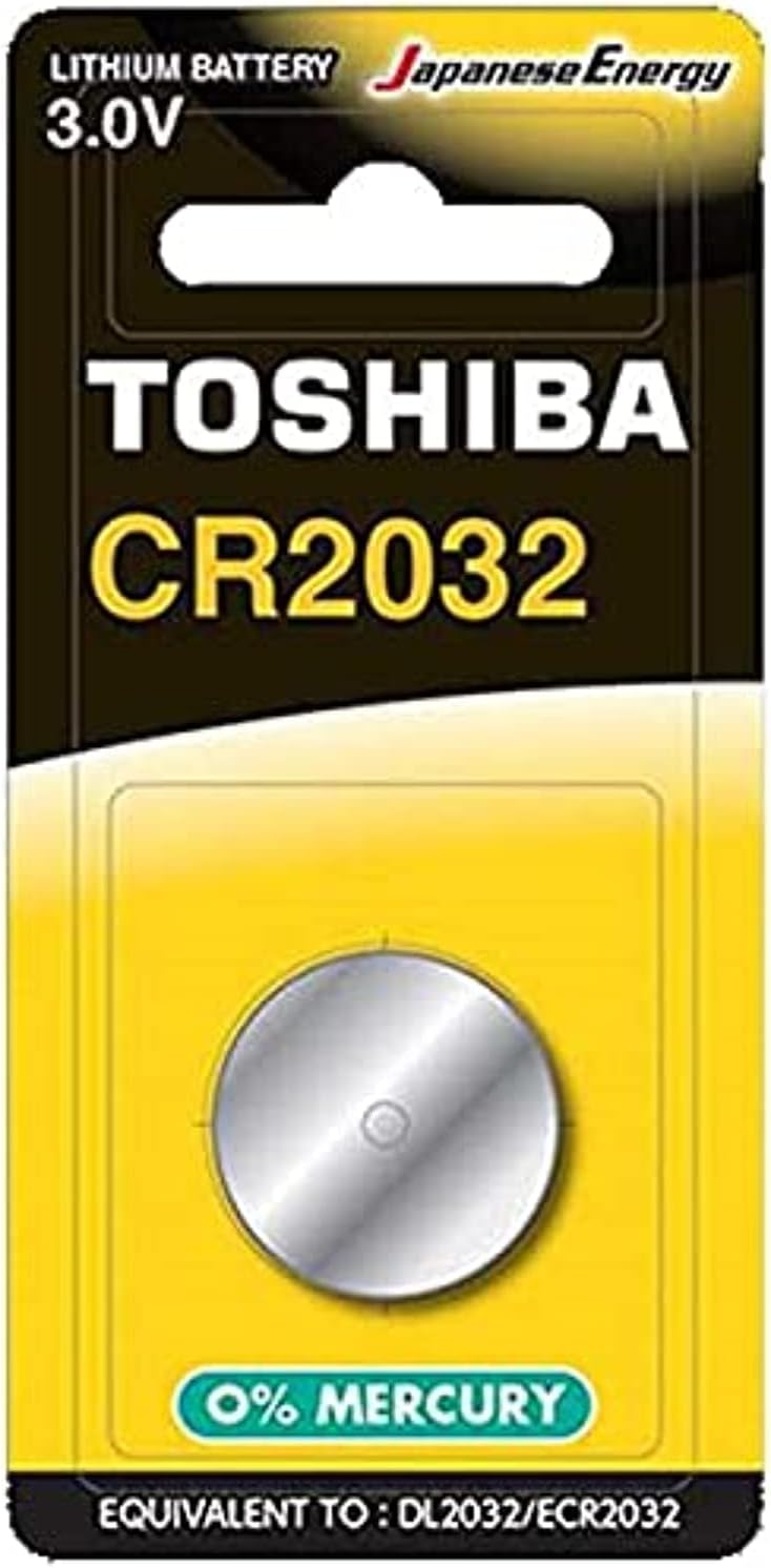 TOSHIBA CR2032 Lithium Coin Cell Battery 3.0V (0% Mercury) - Equivalent to: DL2032 / ECR2032