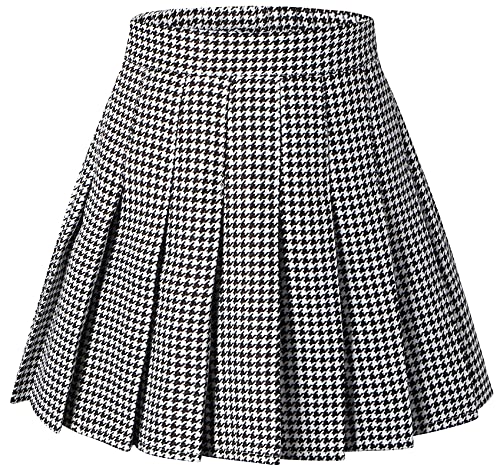 Girls  Pleated Skirts, School Uniforms High Waist Tennis Skater Mini Skort for Girls, Houndstooth, 10-11 Years = Tag 150