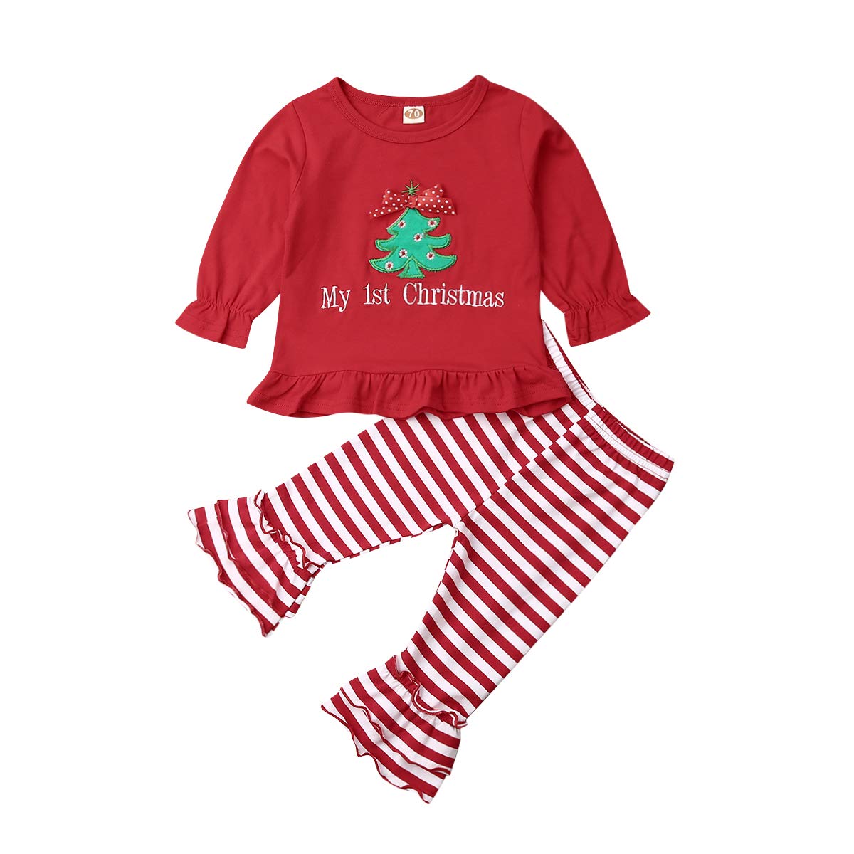 Thorn Tree Christmas Newborn Baby Girl Clothes Long Sleeve Top Long Pants Outfits Set (Red,18-24Months) …