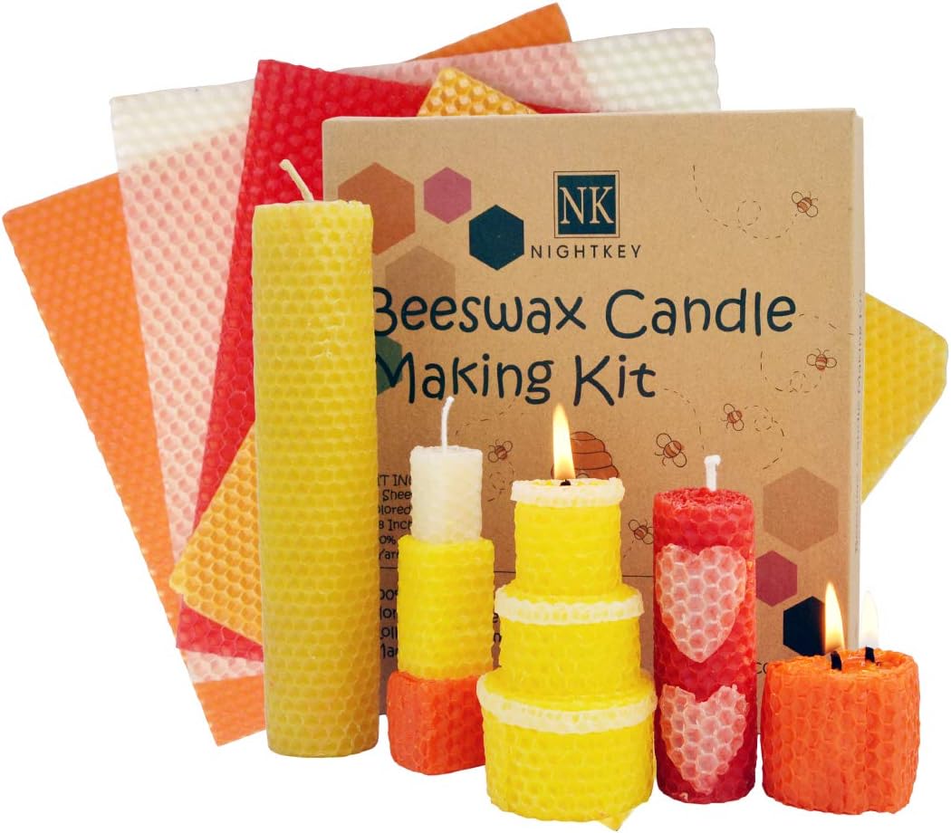 Beeswax Candle Making Kit-Include 5 Various Colors 10 Beeswax Sheets- Candle Making Supplies for Adults and Kids