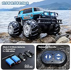 Ruko 1601AMP Amphibious RC Trucks, 1:10 Large Waterproof Monster Truck for Boys, 4x4 Offroad RC Car, All Terrain Vehicle with 2 Rechargeable Batteries, Gifts for Kids - Image 5
