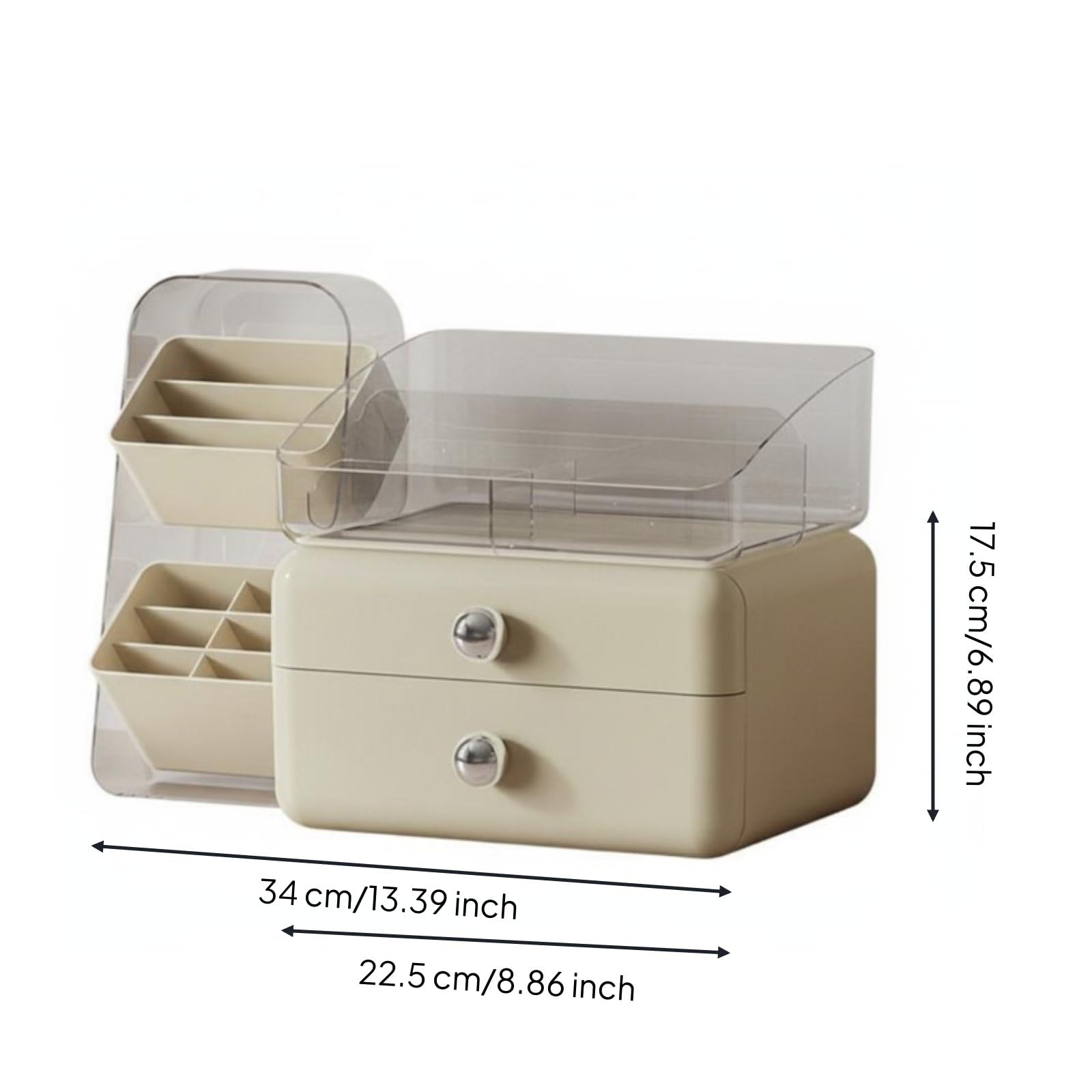 Organisateur de Maquillage Organisateur Boîte Présentoir Rangement Multi-niveaux pour Lotions et Parfums Tri Efficace à Compartiments Matériaux, Beige