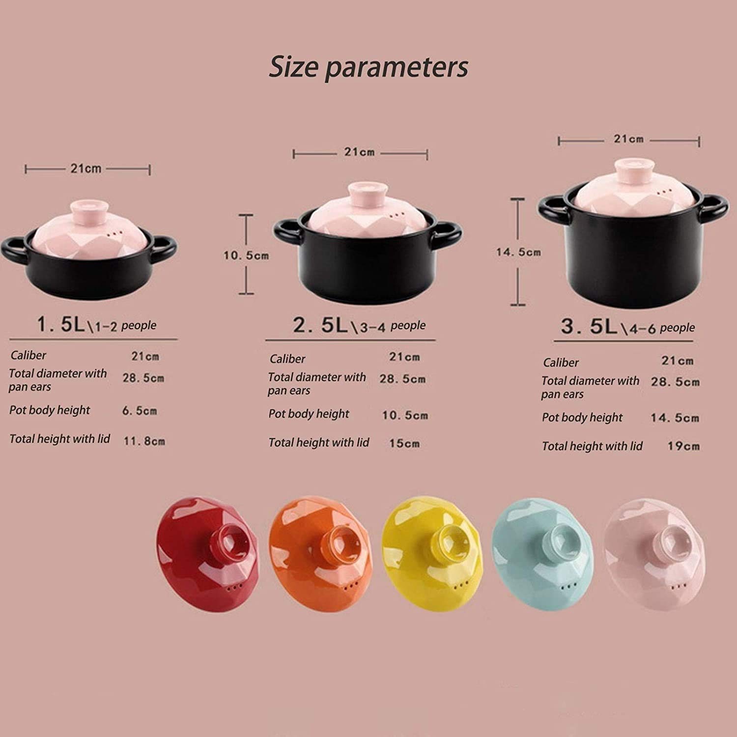 Ceramiczny garnek do gulaszu z pokrywką premium miska na parę kubek do gotowania na parze do domu kuchni leczniczych zioła ptak gniazdo tonic, nadaje się do piekarnika (Kolor: Pomarańczowy, rozmiar: 2,5 l)