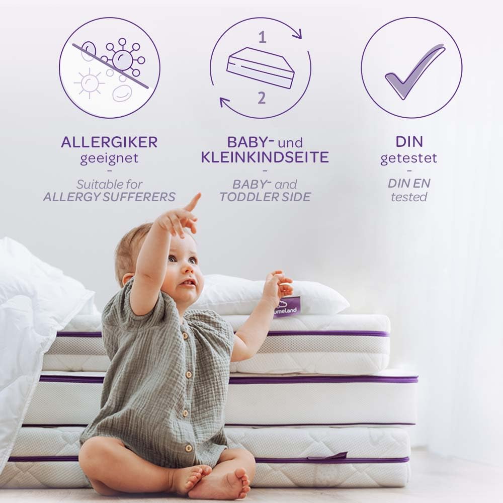 Träumeland Set Matratze Butterfly 70 x 140 + 2 Spannbetttücher Tencel beige