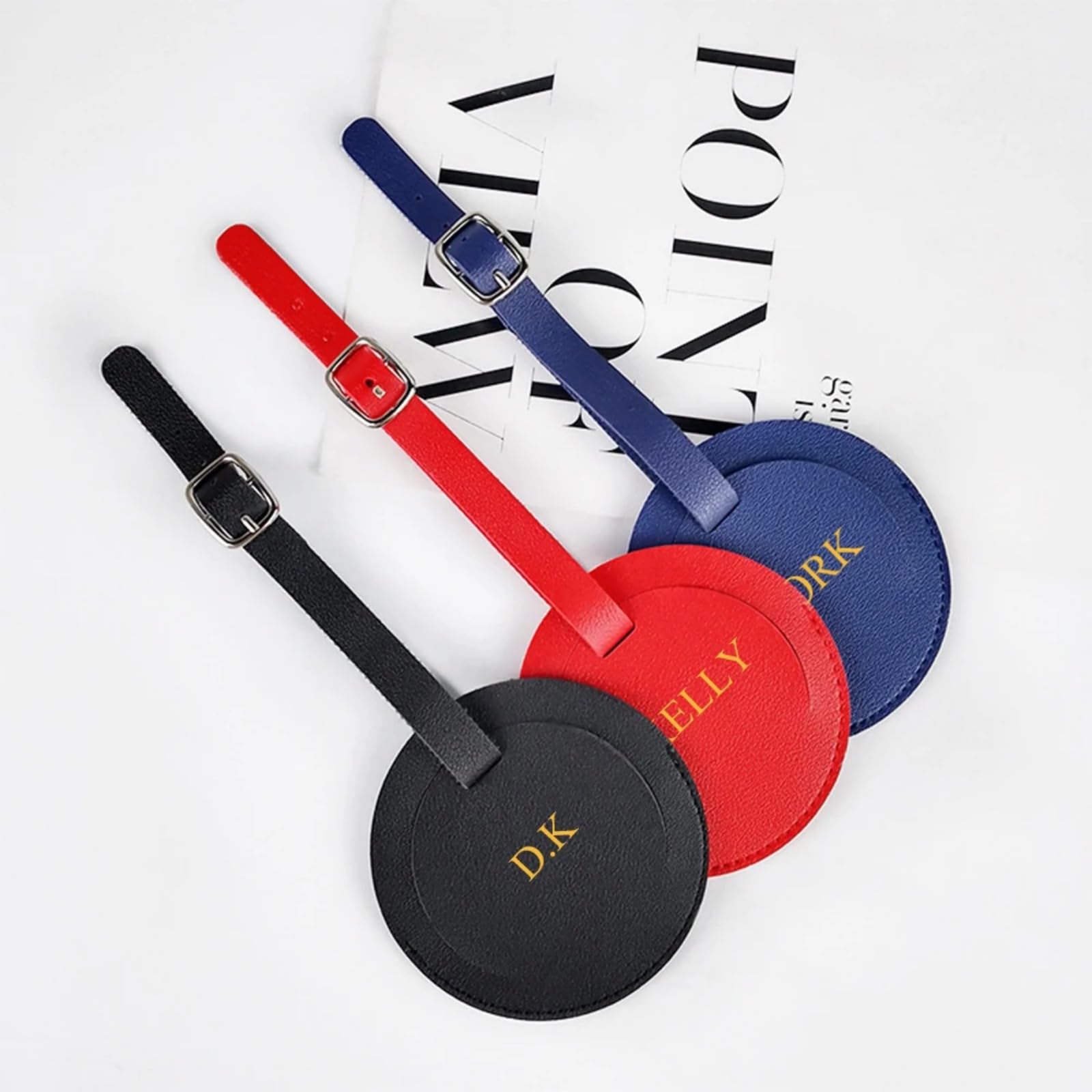 Personalisierte Gepäckanhänger, individuelles Namensschild für Koffer, Rucksack, Taschenanhänger, rund, graviert, Buchstaben, Gepäckanhänger, personalisierbar, Initiale, Reisegepäck, ID, Namensschild