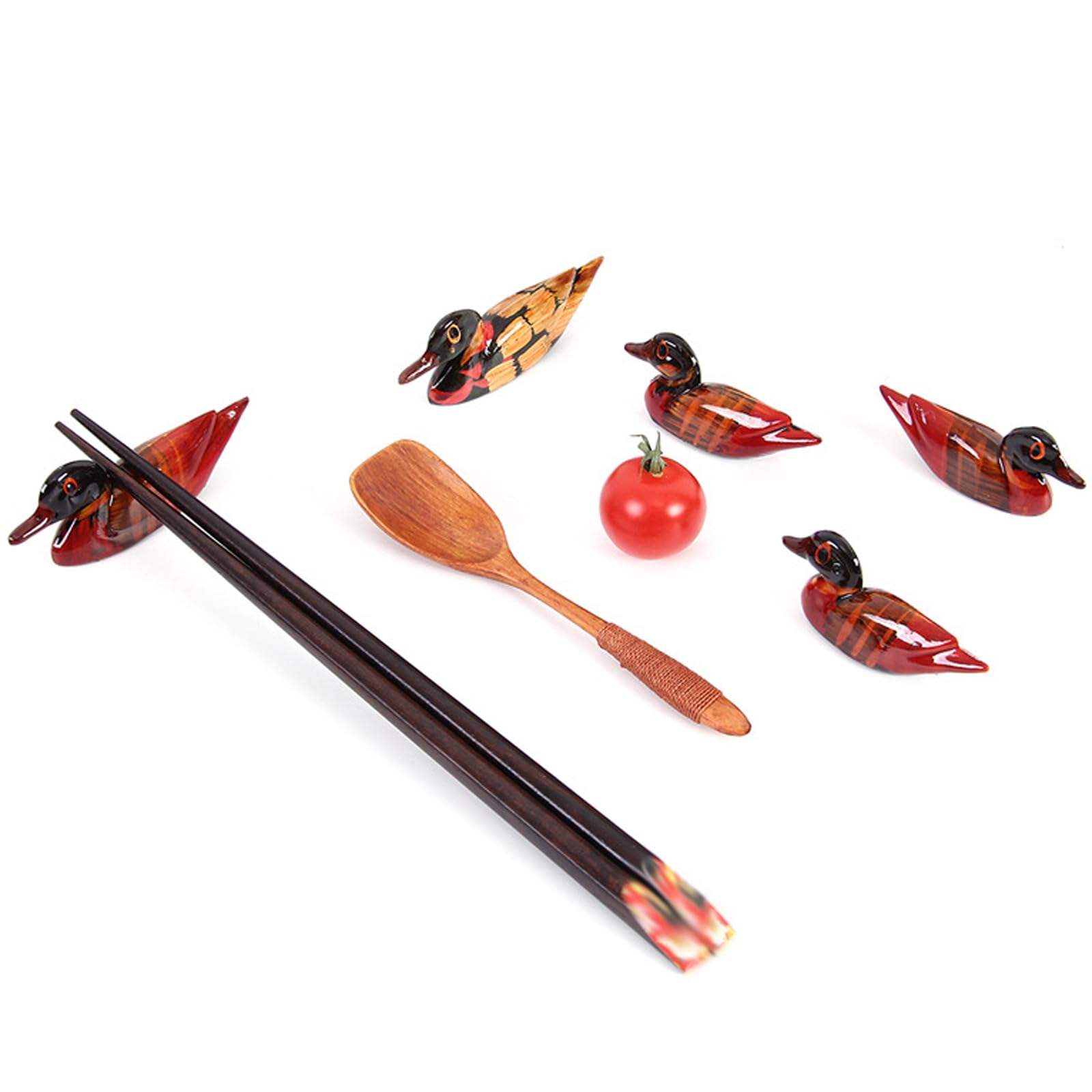 Repose-Baguettes, Support en résine, cuillère Chinoise Mignonne, réutilisable, décoration de Bureau, Canards Mandarins