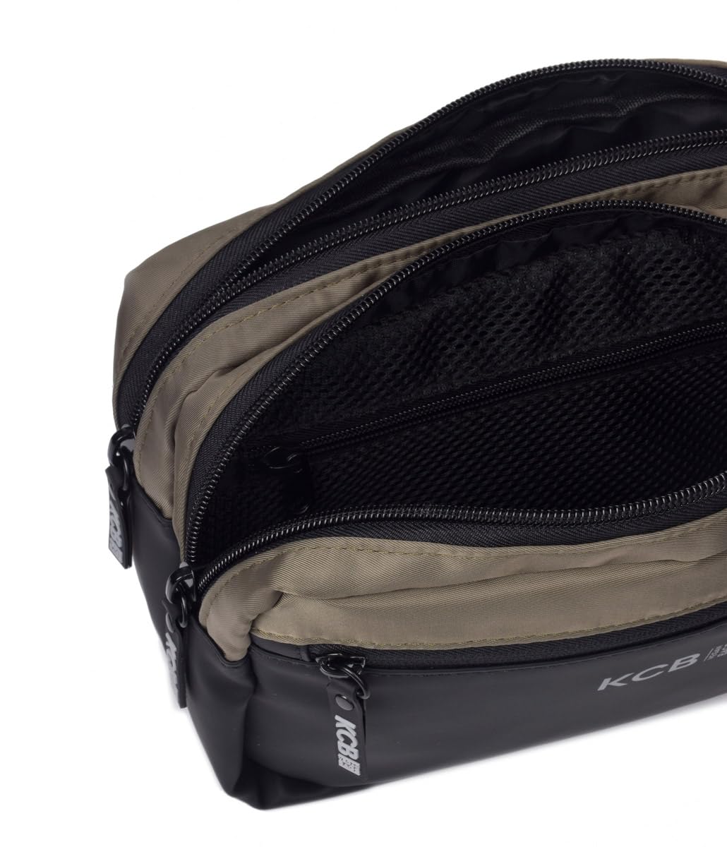 KCB Doppia borsa da uomo | Design spazioso e pratico | Tasche multiuso | Varietà di scomparti | Manico comodo e utile | 100% vegano, Kaki