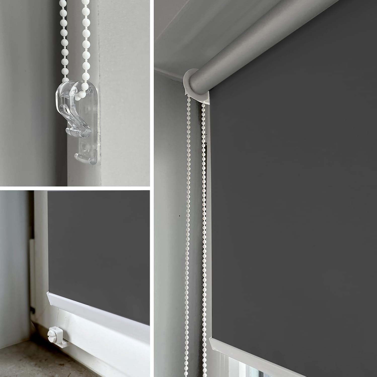 Rollmayer Verdunklungsrollo mit Bohren Thermo Graphit 150x150 cm BxH | Thermorollo Seitenzugrollo Thermo Rollo fur Fenster und Tur