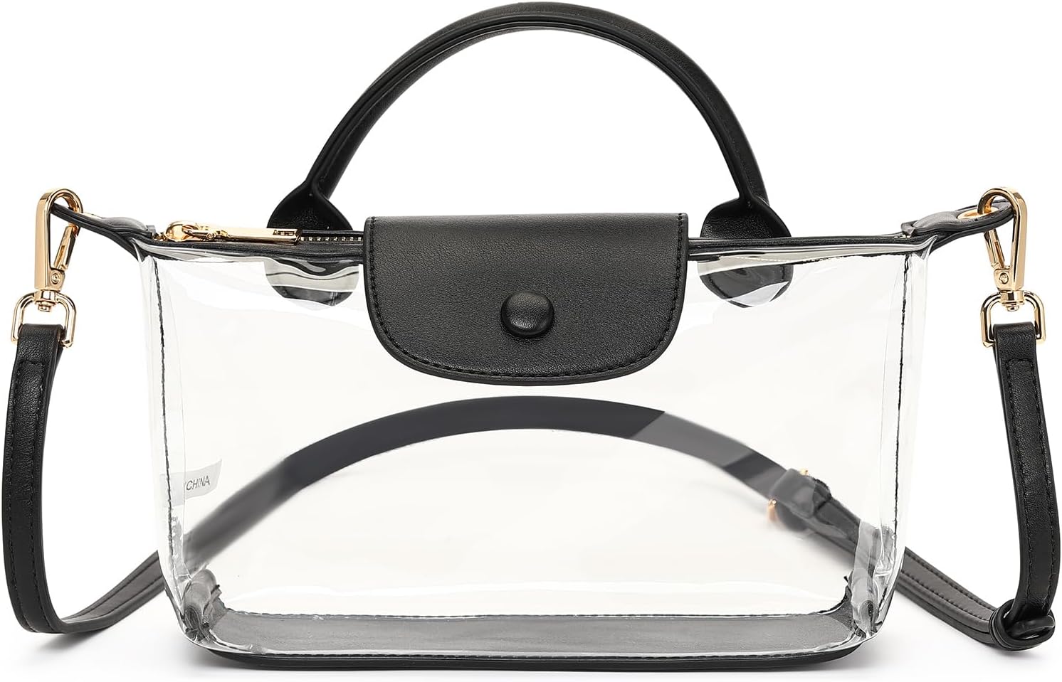 FALAN MULE Clear Crossbody Bag Stadium Approved Leather Purse Bag for Concerts Sports Festivals