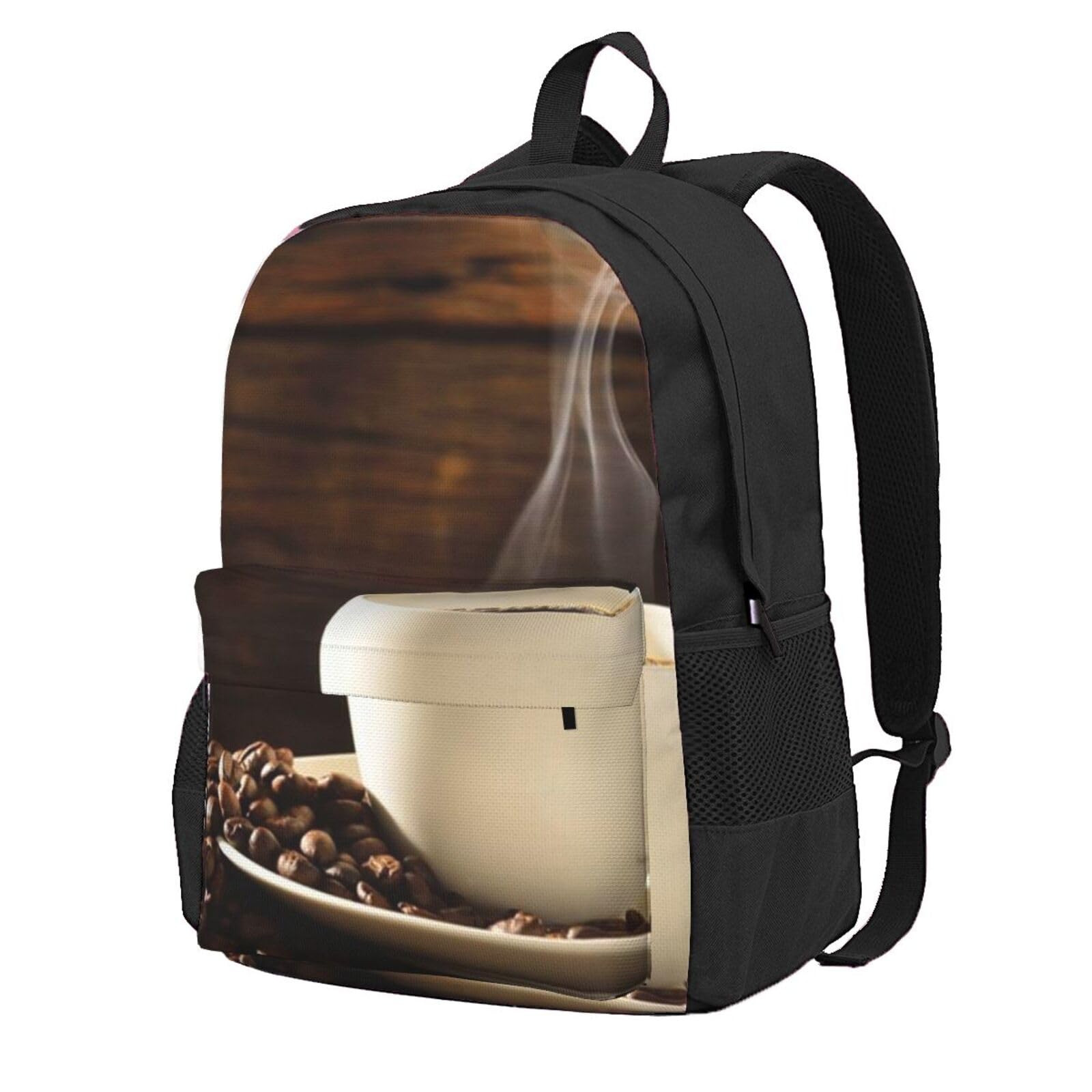 Kubek do kawy i ziaren kawy nadruk plecak dla dorosłych wypoczynek podróż dackpack