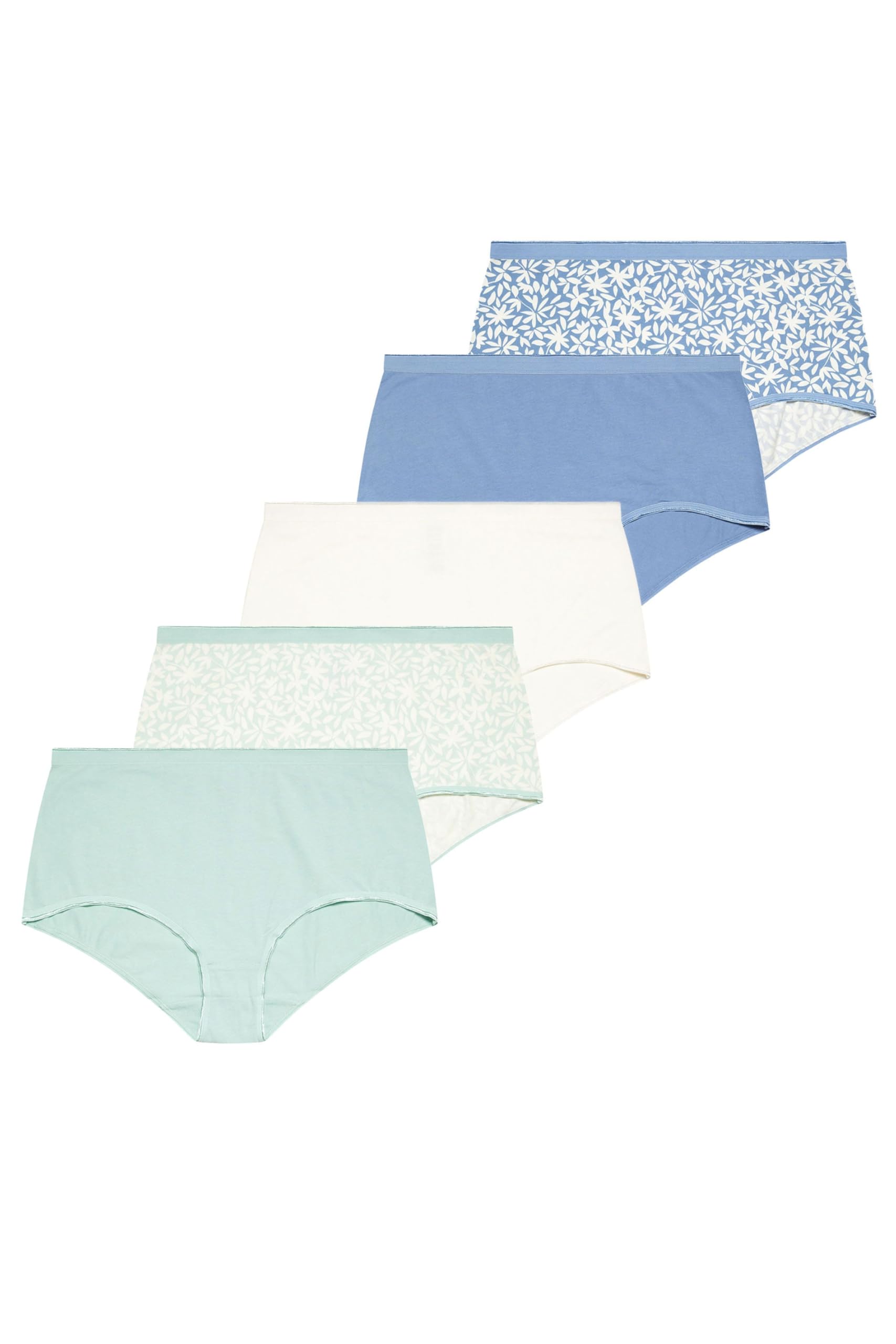 Yours Women's Multi 5 Pack Leaf Print Full Briefs Size 22-24