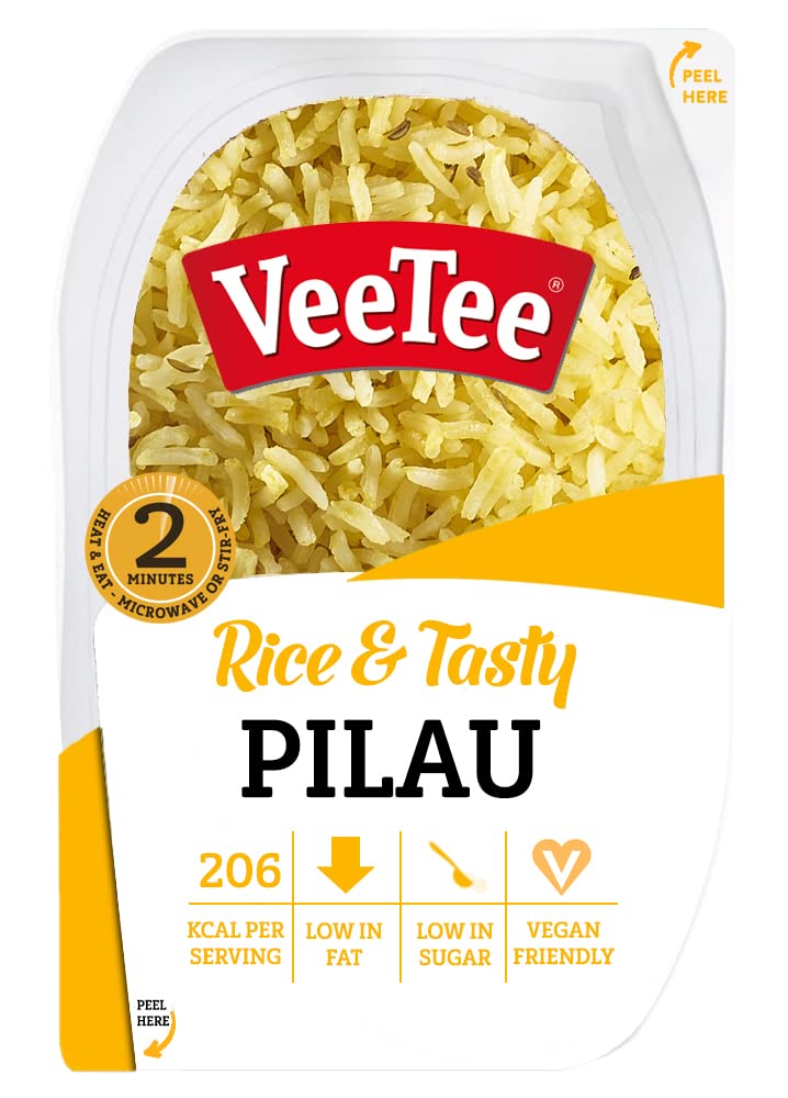 Microwavable Pilau Rice, Quick Cook Cupboard Food, Low Sodium, Wheat-Free, No Artificial Colours, Flavours or Preservatives, 280g (Pack of 6)