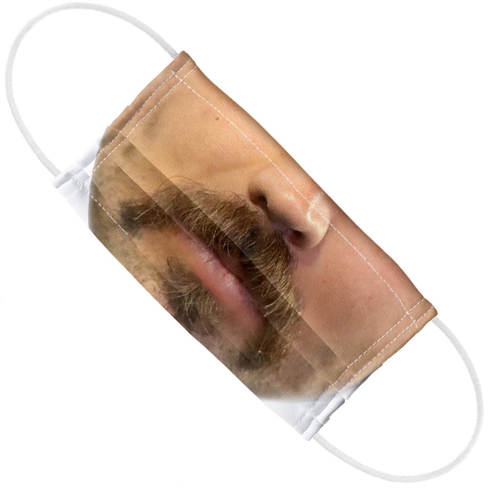 Popfunk Hipster Moustache 1-Ply Reusable Face Mask Covering with Adjustable Nose Wire, Unisex