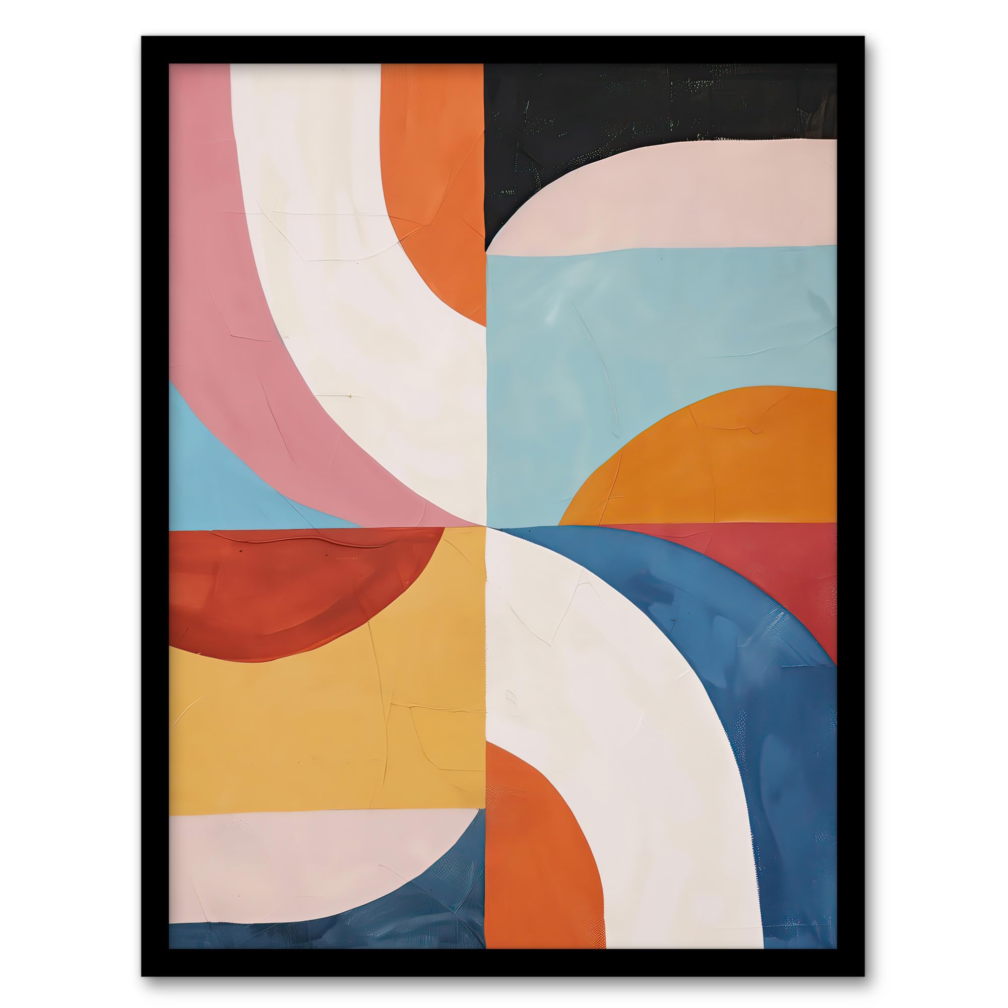 Artery8 Retro Mid Century Modern Geometric Colour Pattern Living Room Artwork Framed Wall Art Print 18X24 Inch