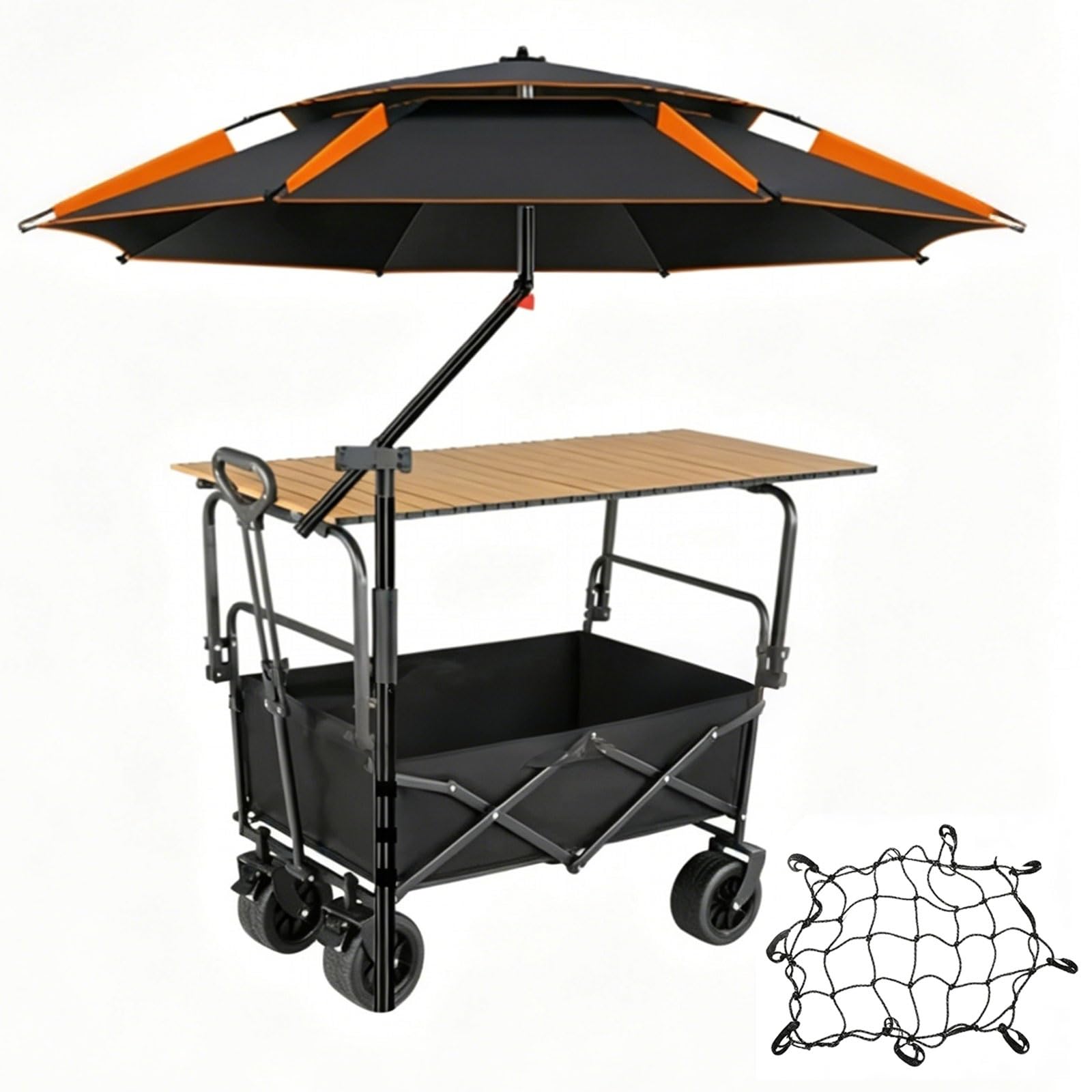Portable Vendor Cart with Canopy, Collapsible Farmers Market Stand, for Street Vending, and Events, Easy Stora